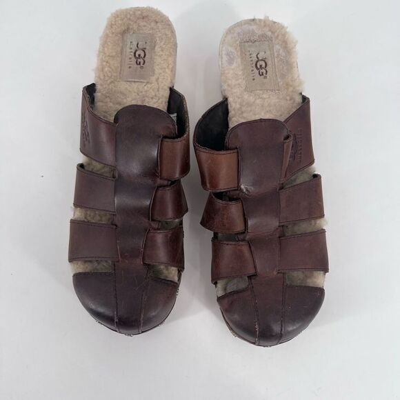 Ugg Fisherman Ore Clogs Sherpa lined Gaucho shoes sandals Size 9 - Picture 4 of 11